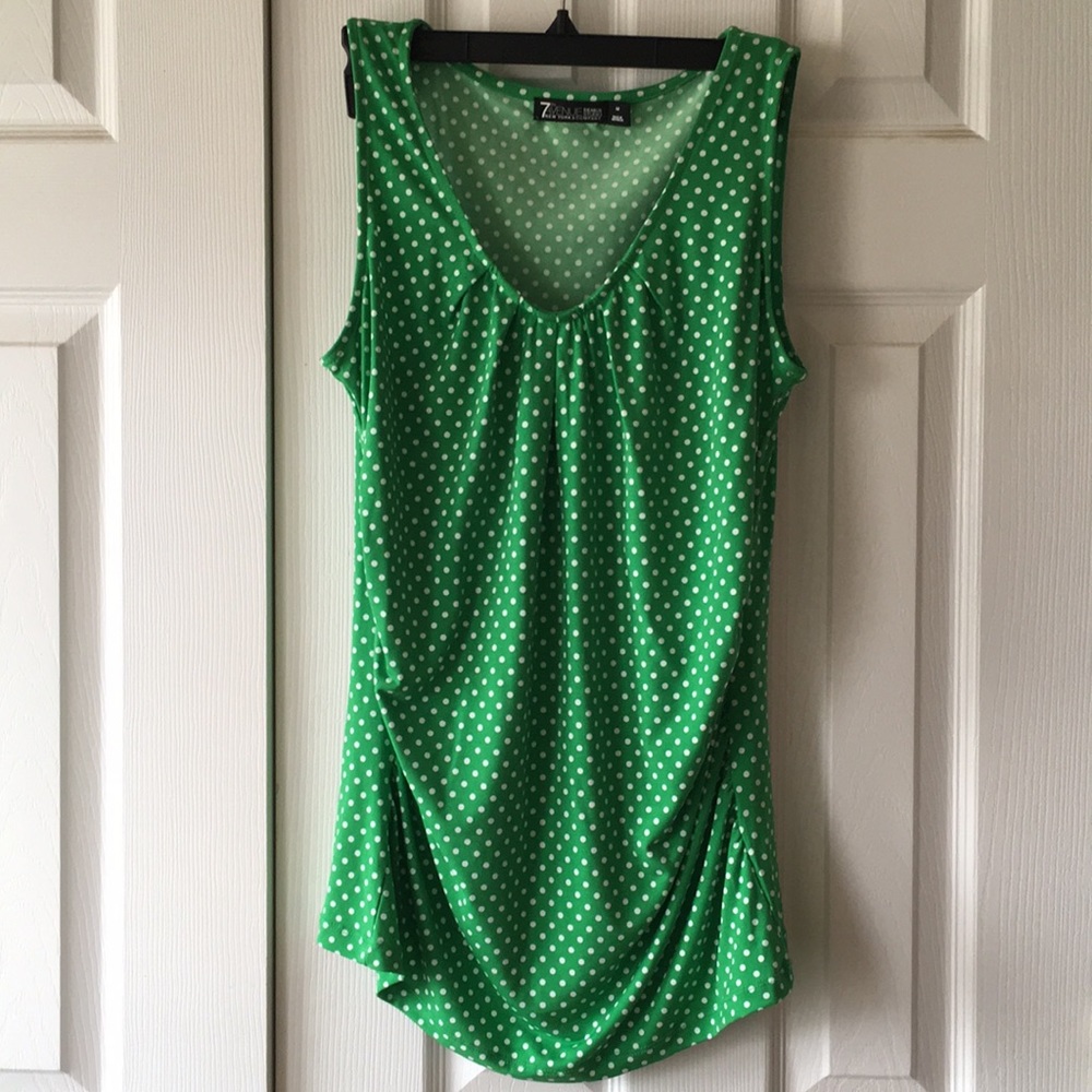 Green polka dot blouse